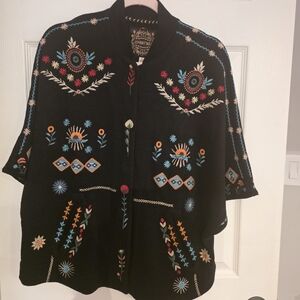 Johnny Was Joisy Poncho Xs Black Has Pockets!!